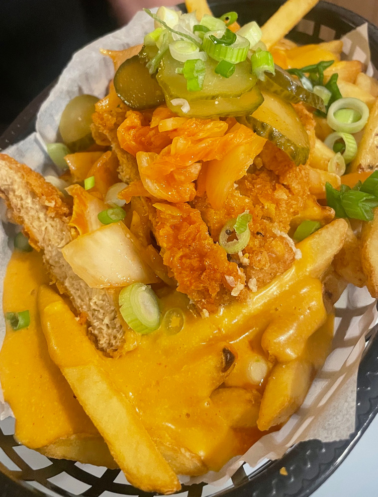 vegan loaded katsu fries for takeaway in torbay