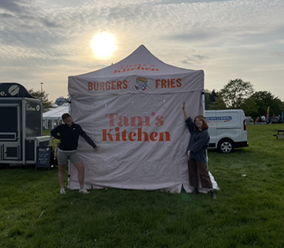 tams kitchen ready to start selling vegan burgers at an event